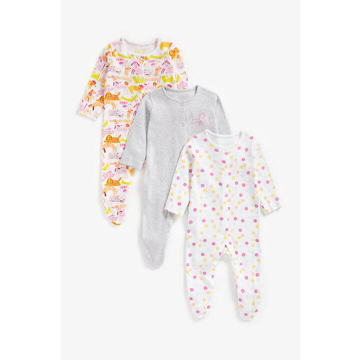 ชุดสลีพสูทเด็กทารก-mothercare-little-dog-sleepsuits-3-pack-za062