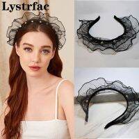 Lystrfac ที่คาดผมแผงตาข่ายตกแต่งมุกหวาน,ที่คาดผมสีดำเครื่องประดับผมผู้หญิง