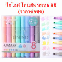 ปากกาไฮไลท์ 8สี โทนสีพาสเทล chosch รุ่น CS-H716 แบบแพ็ค ขนาด1-4mm (ราคาต่อชุด) #เน้นข้อความ #เน้นข้อความ#สีพาสเทล#chosch #school #office