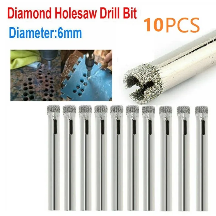 Toolstar 10pcs Glass Hole Saw 6mm Diamond Coated Drill Bit Tile Ceramic