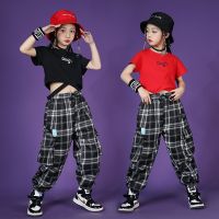 [COD] hiphop street dance tide childrens navel practice suit western style girl plaid