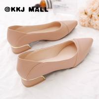 KKJ MALL Womens Shoes 2022 Summer New Real Soft Leather Shoes Womens Mid-heel All-match Shallow Mouth Pointed Toe Casual Work Shoes