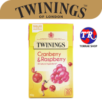 Twinings Cranberry &amp; Raspberry Tea ทไวนิงส์ ชาผลไม้ กลิ่น แครนเบอรี่ และ ราสเบอร์รี  20ซอง 40กรัม