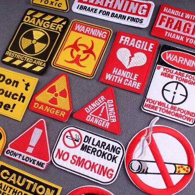 hotx【DT】 Biochemical Embroidered Patches Warning signs Badges Nuclear Stripes Iron Clothing