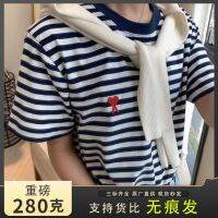 http://❄ตินามิ23SS เสื้อยืดลำลองคอกลมแขนสั้นลายตัวอักษรรักน้อยสีแดงคลาสสิกสำหรับผู้ชายและผู้หญิง