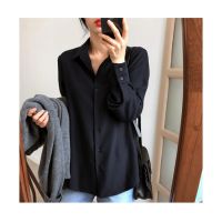 C&amp;M Fashion New Loose Black Long Sleeve All-match Profession Blouse