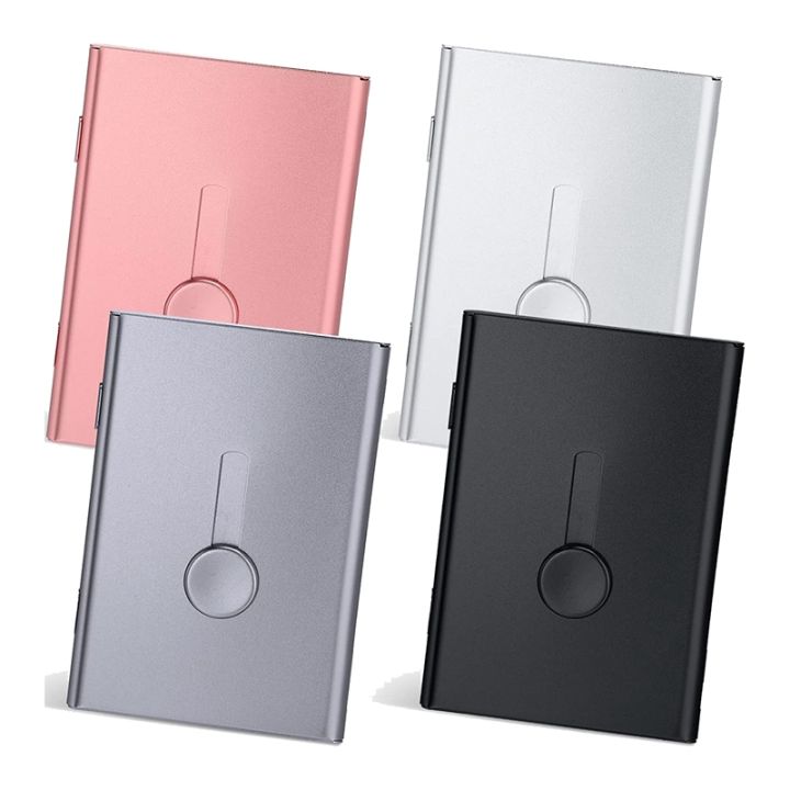 4-pack-slide-out-business-card-holder-thumb-drive-business-card-case-pocket-metal-card-case-for-credit-id-card