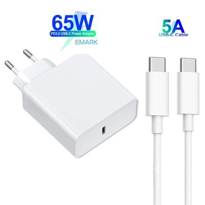 เครื่องชาร์จ USB ชนิด C PD 65W 20V 3.25A USB C เพาเวอร์อะแดปเตอร์แล็ปท็อปสำหรับ Macbook Pro 12 13 Huawei Matebook HP DELL XPS โน๊ตบุ๊ค Yuebian