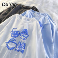 Du YAN เสื้อสเวตเชิ้ตแขนสไตล์เกาหลียาวสำหรับผู้หญิงพิมพ์ลายหน้ายิ้ม