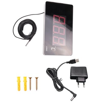 Pool with LED Display and Waterproof Probe for Water Fish Tank Outdoor Temperature Meter EU Plug