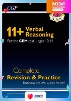 หนังสืออังกฤษใหม่ 11+ CEM Verbal Reasoning Complete Revision and Practice - Ages 10-11 (with Online Edition)