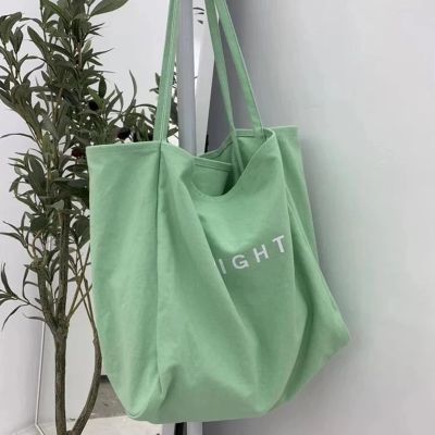 Large Canvas Handbag Women Candy Color Letter Shopping Tote Simple Lady Shoulder Bag Big Capacity Handle Bag Reusable Tote Bolsa