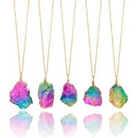 VICKYSW Choker Fashion Quartz Crystal Gem Jewelry Chain Winding Pendant Natural Stone Irregular Necklace