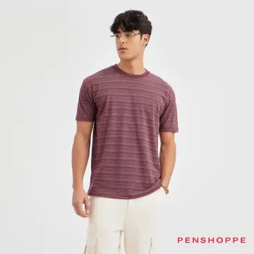 Penshoppe Semi Fit Tshirt With Striped Pocket For Men (Dark Gray)