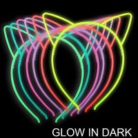 5pcs Luminous Cat Ear Headband Fluorescent Hair band Glow in the Dark For Kids Girls Birthday Wedding Party Decoration Supplies