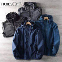 【Huieson】แจ็กเก็ตกันลมผู้ชาย,แจ็กเก็ตกีฬาผู้ชายเสื้อฝนฤดูใบไม้ผลิและฤดูใบไม้ร่วงกันน้ำ