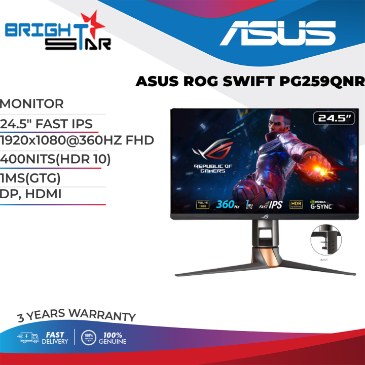 Monitor Gamer Asus ROG Swift Esports 24.5'' Fast IPS FHD 360Hz 1ms G-Sync  HDMI/DP Desk Mount Kit, PG259QNR