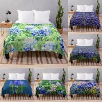 New Style Bluebonnet Flannel Throw Blanket Beautiful Purple Flowers for Couch Bed Sofa King Queen Full Size Super Soft Warm Lightweight
