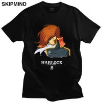 เสื้อยืดผู้ชายผู้หญิงเสื้อยืดอวกาศย้อนยุคโจรสลัดกัปตัน Harlock สำหรับเสื้อยืดกราฟิกกางเกงขาสั้นผู้ชายอนิเมะมังงะเสื้อยืดผ้าฝ้ายเข้ารูปของขวัญขนาด5XL 6XL