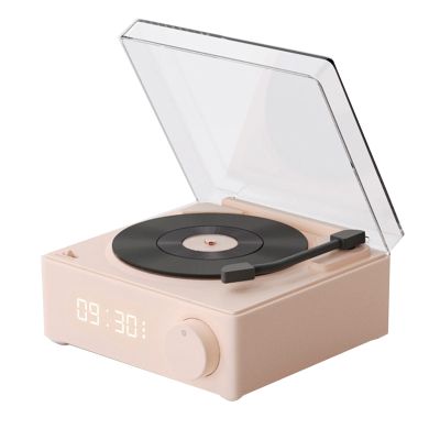 Multifunctional Bluetooth Speaker Alarm Clock Vinyl Record Player Desktop Sound Box for Home Living Room Bedroom