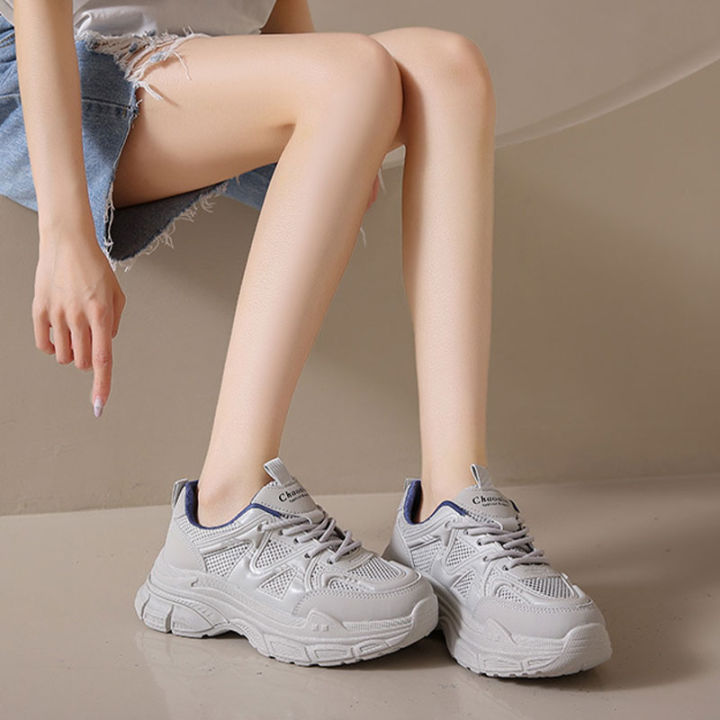 รองเท้าผ้าใบผู้หญิงนักเรียนผู้หญิงรองเท้าคุณพ่อระบายอากาศได้ดี-รองเท้าผ้าใบอเนกประสงค์ผ้าตาข่ายลำลอง
