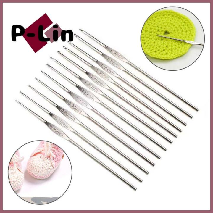 P-LIN Stainless Steel Crochet Hooks Long Small Size Knitting s ...