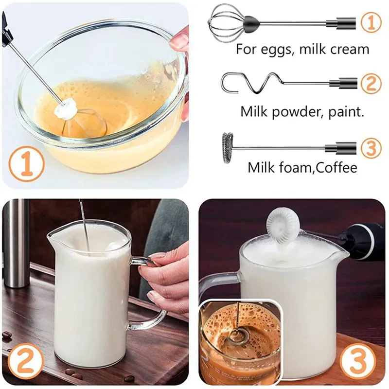 Electric Milk Foamer Coffee Maker Hand Mixer Cappuccino Ground Foam Blender  Egg Beater Type Convenient Small Power dropshipping