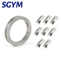 SGYM 304 Penjepit Cacing Baja Tahan Karat Tali Penjepit Selang dengan Pengencang DIY Penjepit Selang Pipa Penjepit Ducting 10/11.5 Kaki