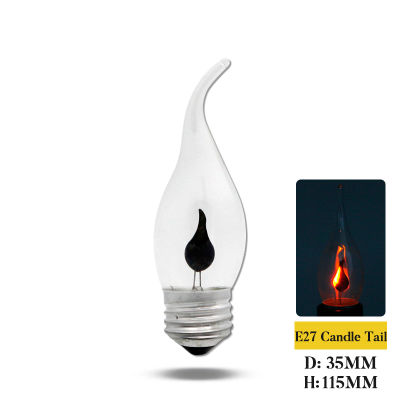 5Pcs E14 E27 LED Edison Bulb 3W 220V Candle Light Flame Bulb Vintage Fire Lighting Flickering Effect Lampada Flame Retro Lamp