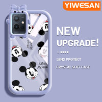 YIWESAN เคสสำหรับ Vivo Y75 5G Y55 5G Y55s 5G 2023 Y33s IQOO U5E Y33E 5G Y52T 5G Y30 5G 5G IQOO Z6 Lite 5G เคสกระแสแฟชั่นแบรนด์ Mickey Mouse Softcase น่ารัก Tpu ใสเคสกันกระแทกกล้องกรอบสี