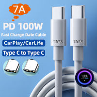 PD 100W 7A Fast Charge USB C ถึง USB C สายสำหรับ Samsung Xiaomi Redmi Huawei MacBook Pro iPad Pro สำหรับ iPhone Charger Type C-ganekd