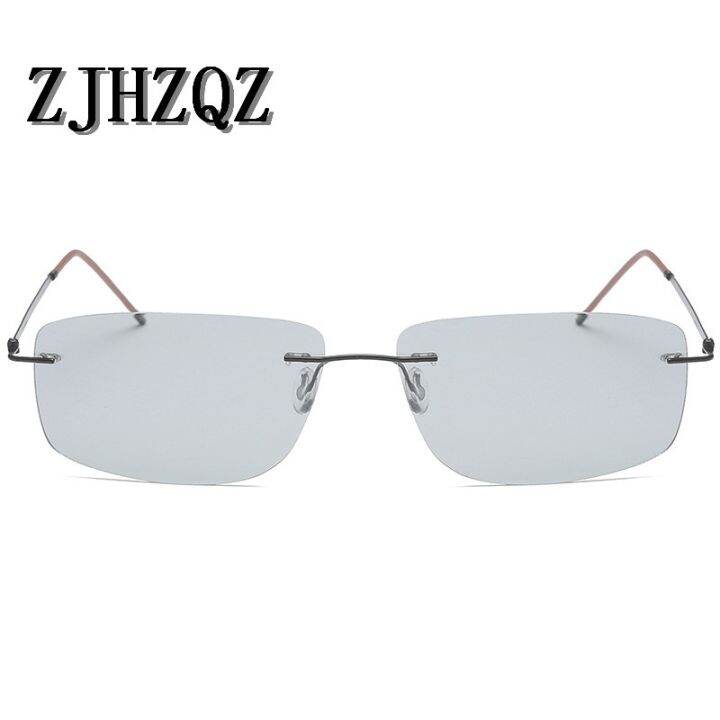ultra-light-hingeless-rimless-titanium-polarized-photochromatic-sunglasses-outdoor-driving-black-gray-transition-chameleon-lens