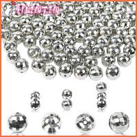 91LINTIN 120PCS 10มม. ค่ะ ลูกปัดดิสโก้บอล กลมกลมๆ เงินสีเงิน ลูกปัด mirrorball อุปกรณ์เสริมเครื่องแต่งกาย ลูกบอลลูกบอลลูกบอล ชุดเดรส สำหรับทำเครื่องประดับ