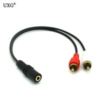 3.5 Mm 1/8 Stereo Perempuan untuk 2 RCA Male Jack Adaptor Audio Y Kabel Splitter 2RCA Kabel Adaptor Konversi line