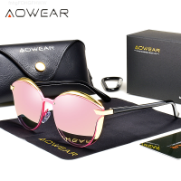 AOWEAR แว่นตาวินเทจตาแมวสุดหรูสำหรับผู้หญิงแว่นตาเลนส์กระจกแว่นตากันแดดสตรีแบบโพลาไรซ์2023