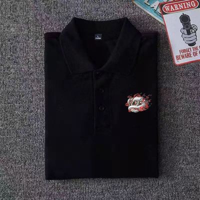 Original Guochao polo shirt wakes up the lion Chinese style lion lapel mens ins tide brand summer collar t-shirt couple short sleeves