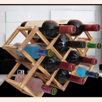 Solid Wood Wine Rack Folding Bottle Holder Display Stand Wine Cabinet Household Wooden Storage Supplies