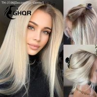 Ombre Blonde Lace Front Wig Human Hair Colored Wigs For Women Long Straight Brazilian Hair Hd Transparent Full Lace 360 frontal [ Hot sell ] Decoration Center