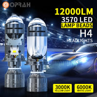 ?KALADA สองสี80W 24000LM โคมไฟอัตโนมัติหลอดไฟ LED H4รถไฟหน้ารถจักรยานยนต์เลนส์เครื่องฉายคู่ LED ยานยนต์ Moto 12V 24V สีเหลืองลำแสงต่ำไฟสูงสีขาว