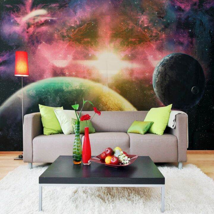 For Kids Room Walll Decor 342x242cm Outer Space Design Self-Adhesive ...