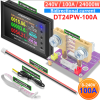 เครื่องวัดไฟฟ้า DT24PW 8~240V 100A Amp Meter DC Power Voltmeter Battery Capacity Tester Gauge with Coil CT