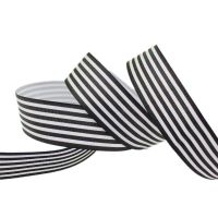 (20 yards/lot) 1 (25mm) Black and White Stripe grosgrain ribbon printed gift wrap decoration ribbons Fishing Reels