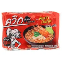 ควิก แสบ เอ็กซ์ตรีม บะหมี่กึ่งสำเร็จรูป รสต้มยำมันกุ้ง 60กรัม x 10 ซอง/Quick Sausage Extreme Instant Noodles Shrimp Tom Yum Flavor 60 g. X 10 sachets