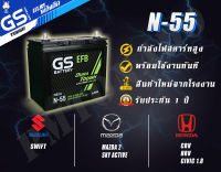 ขายปลีกราคาส่ง N55 70B24 แบตเตอรี่รถยนต์ใหม่ GS Battery แบบกึ่งแห้ง (Maintenance Free) Start Stop N55 เก๋ง - 55 แอมป์