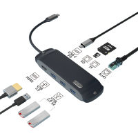 8 In 1 USB C Hub 8 In 1 Type C 3.1 To 4K หัวแปลงสัญญาณ HDMI 100M RJ45 SD/ตัวอ่านบัตร TF PD ชาร์จเร็วสำหรับคอมพิวเตอร์แล็ปท็อปโน้ตบุ๊ก MacBook