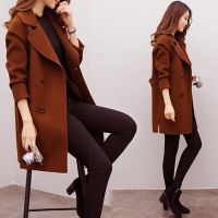 Women Wool Blend Warm Long Coat 6 Sizes Female Slim Fit Lapel Woolen Overcoat Autumn Winter Cashmere Outerwear