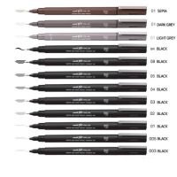 Uni pin fine line / brush I ปากกาตัดเส้นหัวสักหลาดสีดำ/น้ำเงิน/สีน้ำตาล/สีเทา และปากกาหัวพู่กันสีดำ