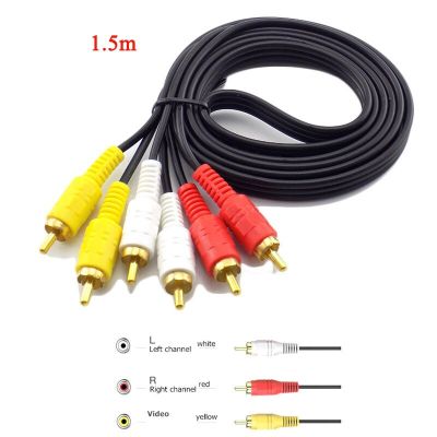 ；【‘； 1.5M 3 RCA To 3RCA Male To Male 4N OFC Audio Video AV Cable RCA Audio Cable For Home DVD TV Amplifier CD Soundbox RCA Wire