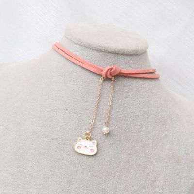 JDY6H Double Layers Pink Black Cute Cat Lady Sexy Lace Choker Necklace Women Girls Neck Collar Dress Party Jewelry Gift