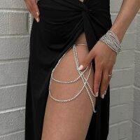 【CW】☄♚  Fashion Rhinestone Elasticity Layered Thigh Chain on Leg Female Outfit Jewelry Gifts